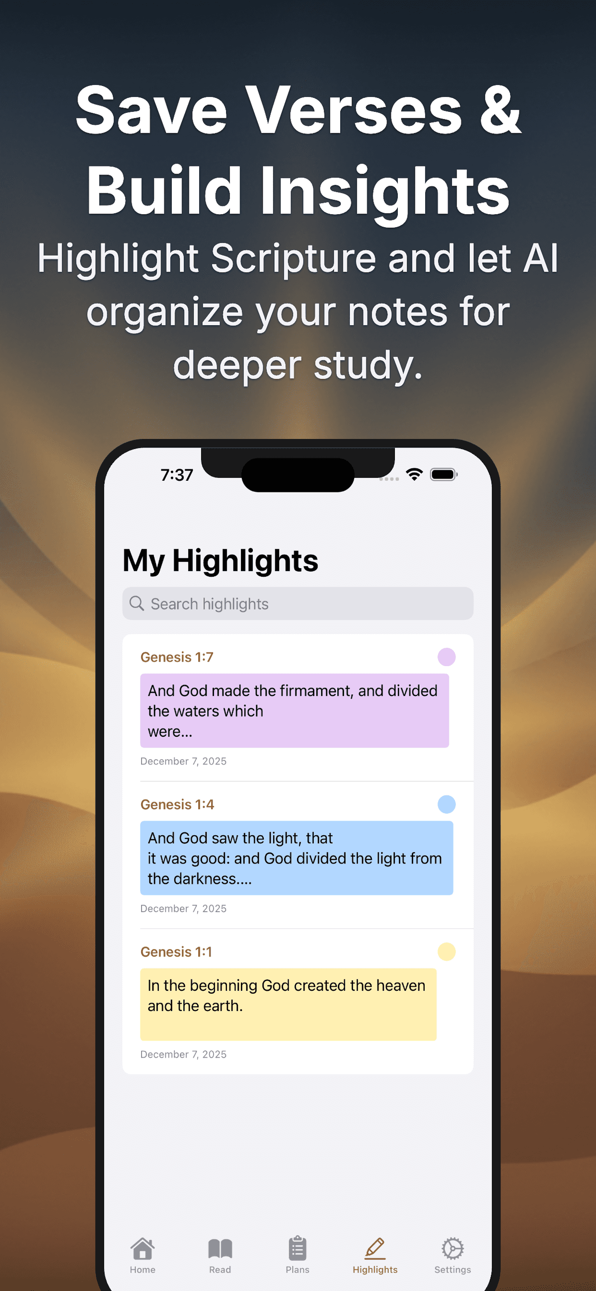Save Verses - Highlight Scripture and organize notes